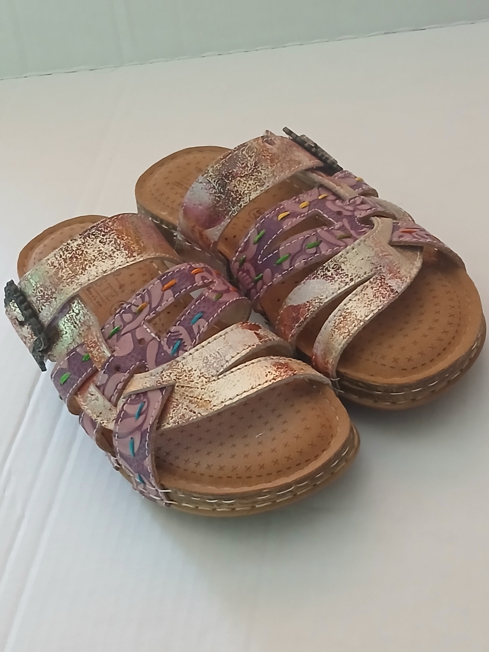 L'ARTISTE CALAMITYJAY Metallic Slide Sandals EU 37 US 6.5-7 NWOT